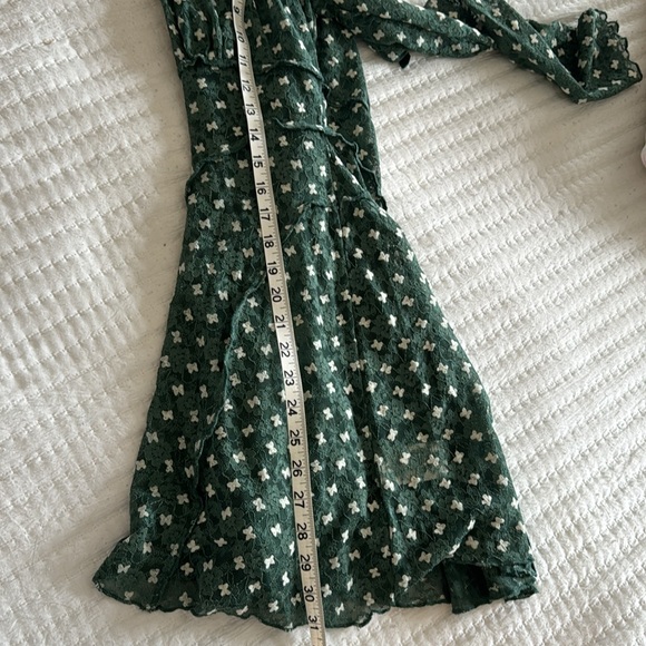 FREE PEOPLE SHEER DELIGHT MINI DRESS IN GREEN - Picture 9 of 9